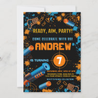 Invitation d'anniversaire Dart Party | Arme à cano