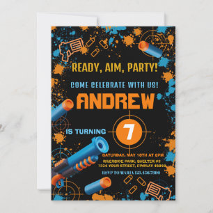 Invitation d'anniversaire Dart Party   Arme à cano
