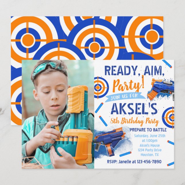 Invitation d'anniversaire Dart Party | Invitation  (Devant / Derrière)