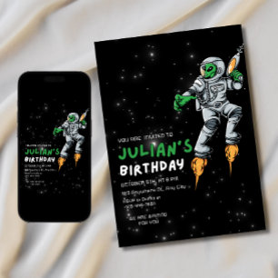 Invitation d'anniversaire d'astronaute alien UFO G