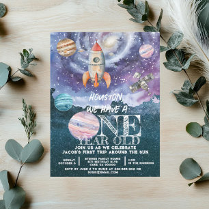 Invitation d'anniversaire d'astronaute dans l'espa