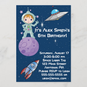 Invitation d'anniversaire d'astronaute de fille de