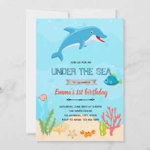 Invitation d'anniversaire dauphin