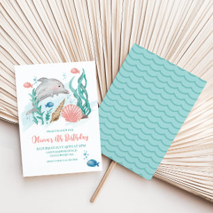 Invitation d'anniversaire dauphin sous la mer