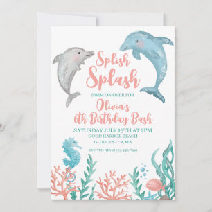 Invitation d'anniversaire dauphin sous la mer