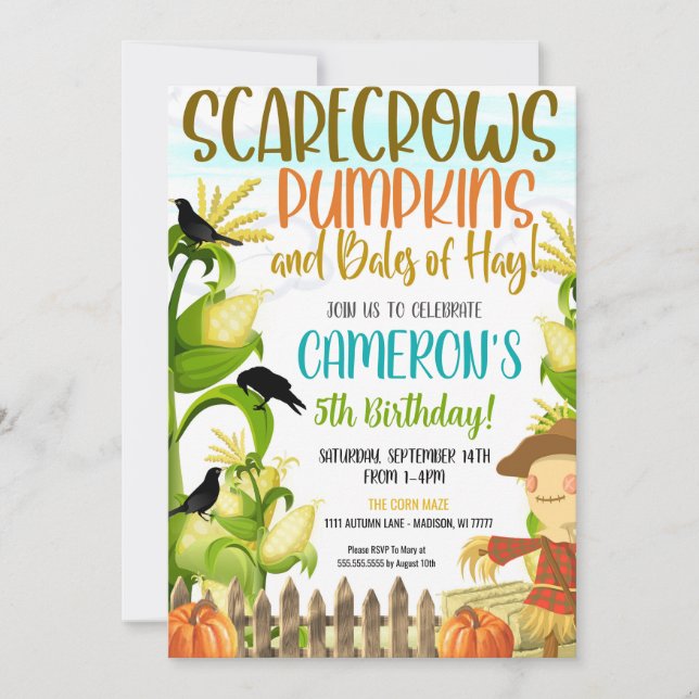 Invitation d'anniversaire d'automne (Devant)