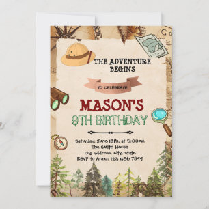 Invitation d'anniversaire d'aventure Explorer