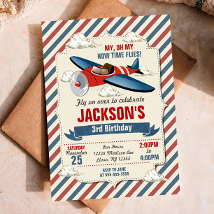 Invitation d'anniversaire d'avion / La fête du tem