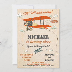 Invitation d'anniversaire d'avion Vers le haut et 