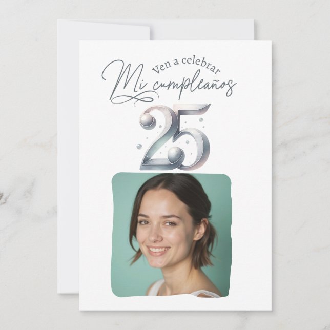 Invitation d'anniversaire de 25 ans avec photo (Devant)