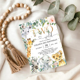 Invitation d'anniversaire de 2 ans pour deux anima