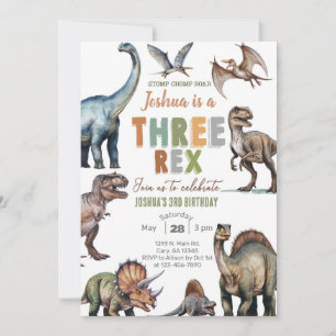 Invitation d'anniversaire de 3 ans pour garçon Din