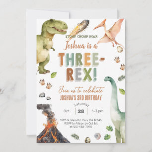 Invitation d'anniversaire de 3 ans pour garçon Din