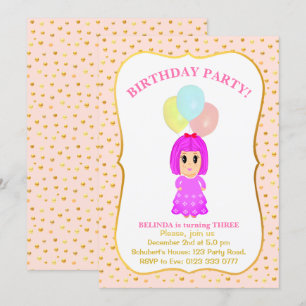 Invitation d'anniversaire de 3 ans pour une jolie 
