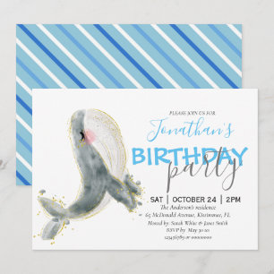 Invitation d'anniversaire de baleines