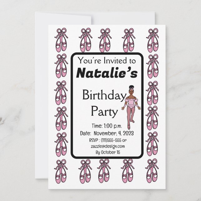 Invitation d'anniversaire de Ballerina #3 (Devant)