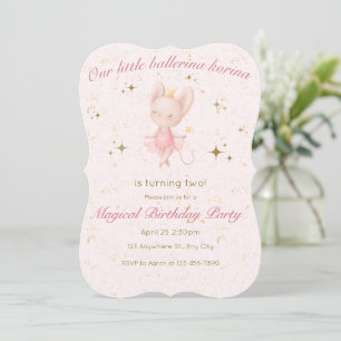Invitation d'anniversaire de Ballerina en rose et