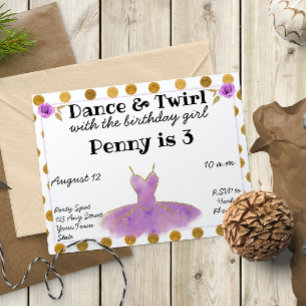 Invitation d'anniversaire de ballet