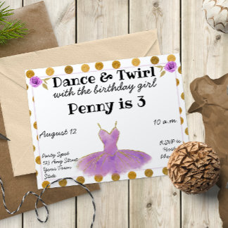 Invitation d'anniversaire de ballet