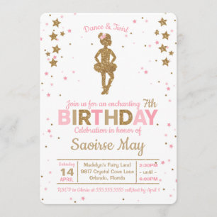 Invitation d'anniversaire de ballet de parties