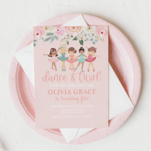 Invitation d'anniversaire de ballet floral danser 