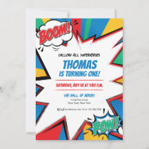 Invitation d'anniversaire de bande dessinée de sup