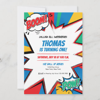 Invitation d'anniversaire de bande dessinée de sup