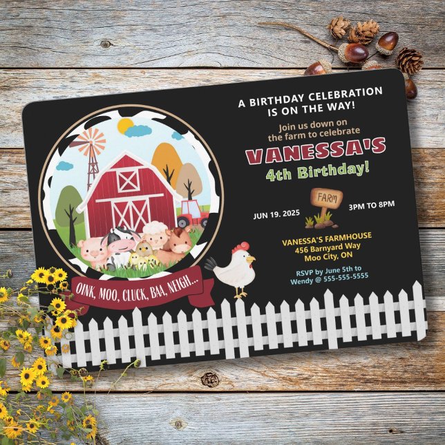 Invitation d'anniversaire de Barnyard Bash (Farm theme birthday invitation)