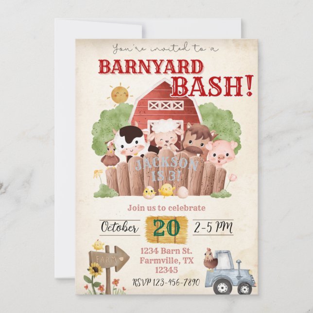 Invitation d'anniversaire de Barnyard Bash (Devant)