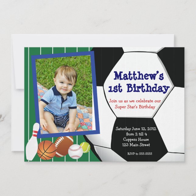 Invitation d'anniversaire de base-ball du football (Devant)