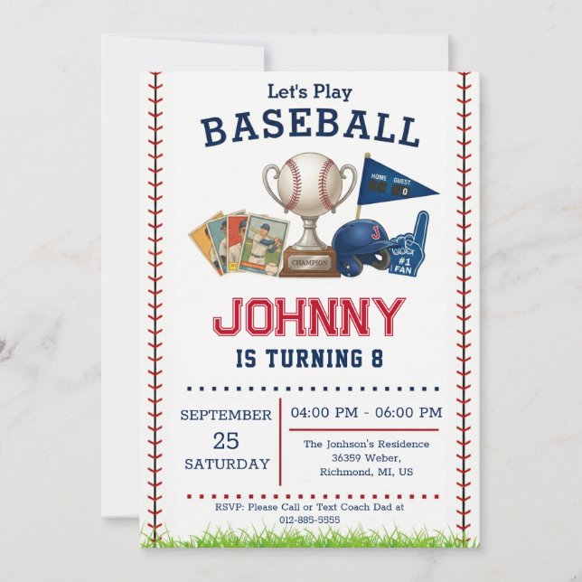 Invitation d'anniversaire de baseball (Devant)