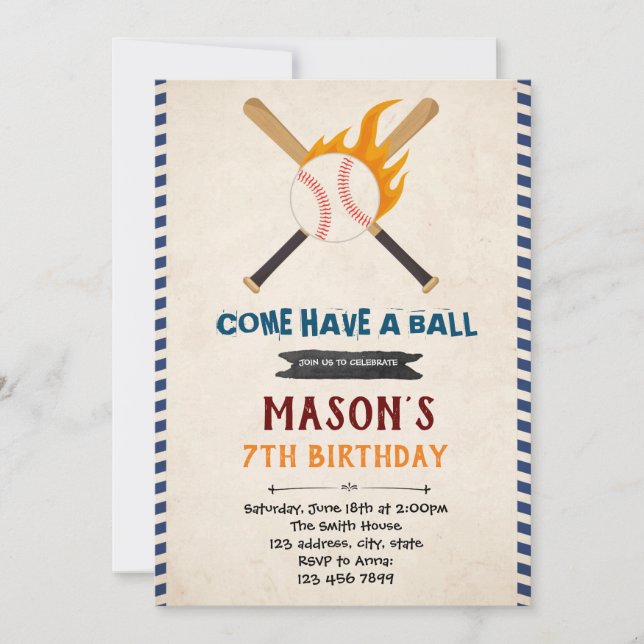 Invitation d'anniversaire de baseball (Devant)