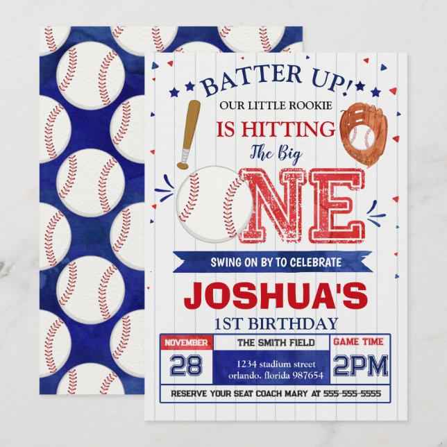 Invitation d'anniversaire de baseball (Devant / Derrière)