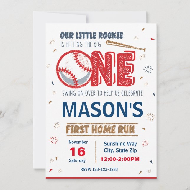 Invitation d'anniversaire de baseball (Devant)