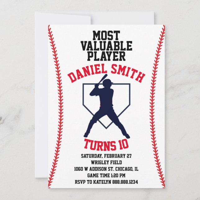 Invitation d'anniversaire de baseball (Devant)
