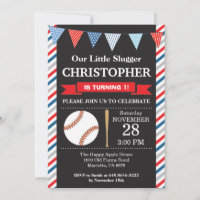Invitation d'anniversaire de baseball 1er annivers