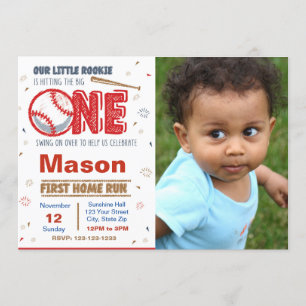 Invitation d'anniversaire de baseball avec photo