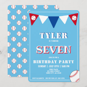 Invitation d'anniversaire de baseball bleu mignon 