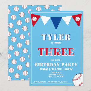 Invitation d'anniversaire de baseball garçon 3e an
