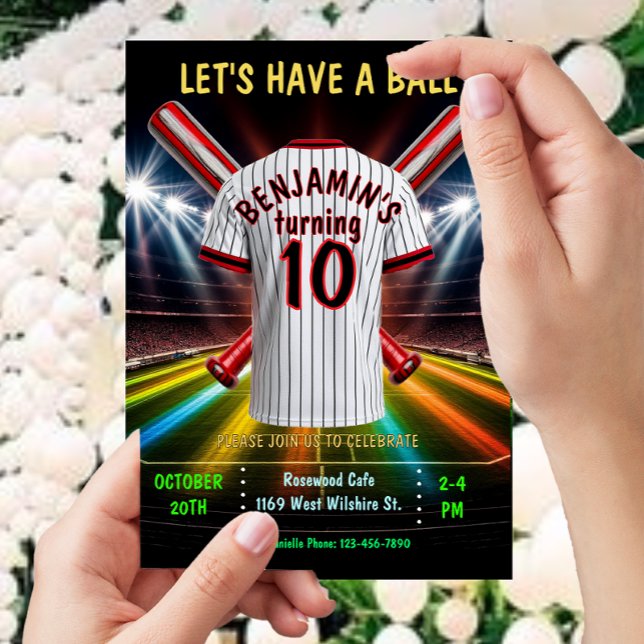 Invitation d'anniversaire de baseball ou de softba (Créateur téléchargé)