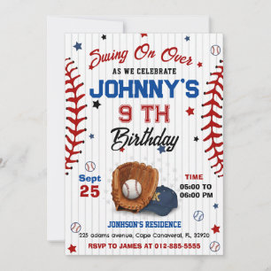 Invitation d'anniversaire de baseball personnalisé
