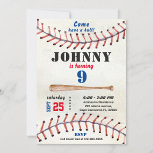 Invitation d'anniversaire de baseball pour garçon