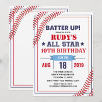 Invitation d'anniversaire de baseball - TOUS ÂGES