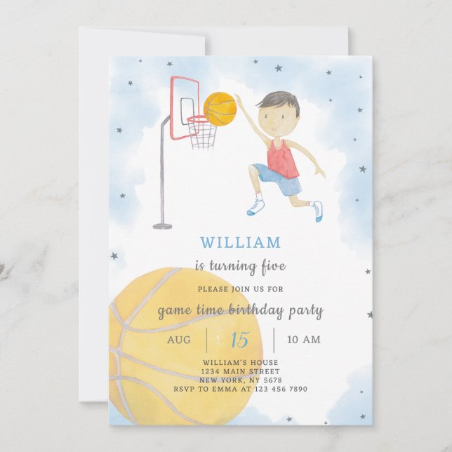 Invitation d'anniversaire de basket-ball (Devant)