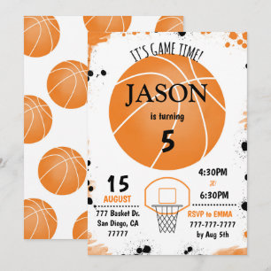 Invitation d'anniversaire de basket-ball,