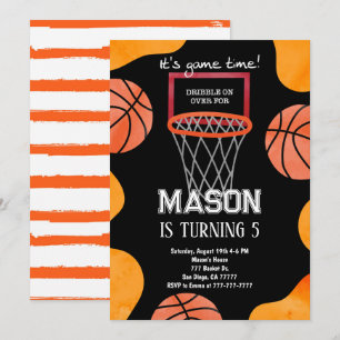 Invitation d'anniversaire de basket-ball,