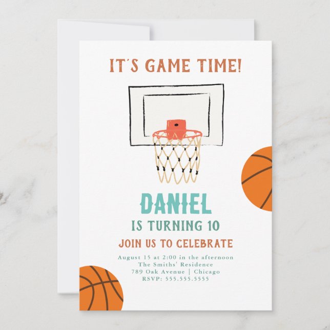 Invitation d'anniversaire de basket-ball (Devant)