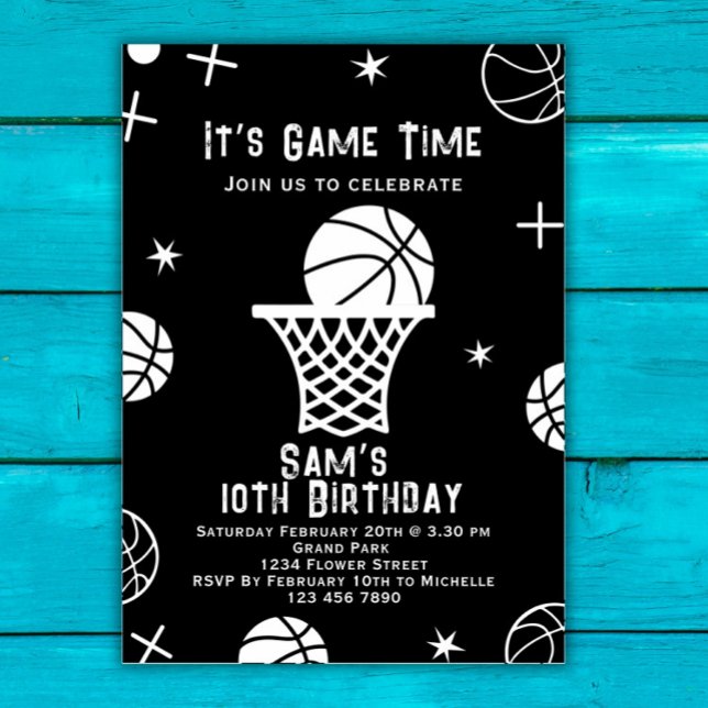 Invitation d'anniversaire de basket-ball, Basket B (Créateur téléchargé)