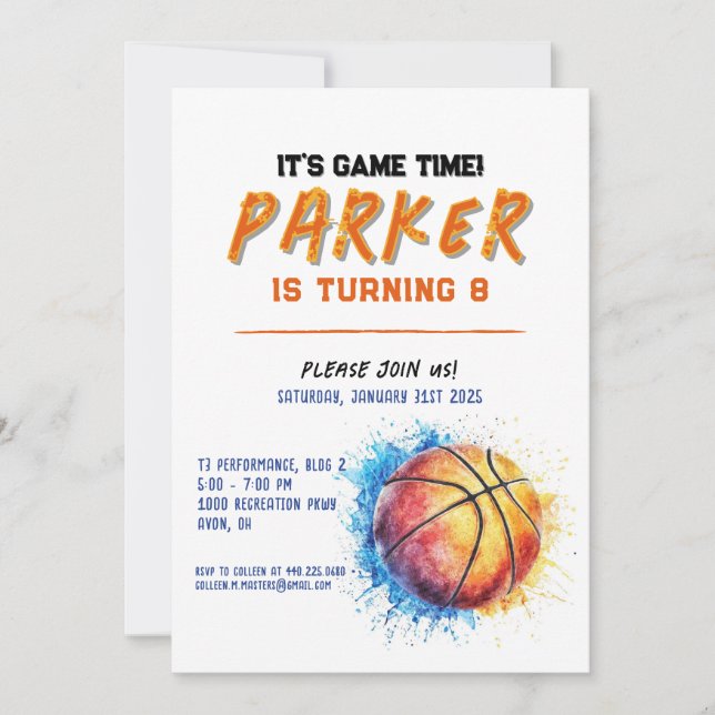invitation d'anniversaire de basket-ball garçon (Devant)