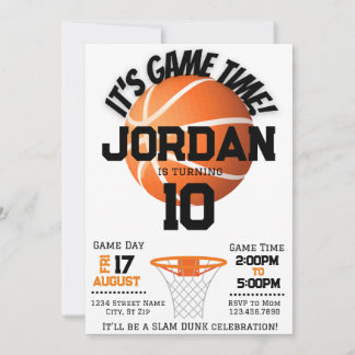Invitation d'anniversaire de basket-ball Slam Dunk